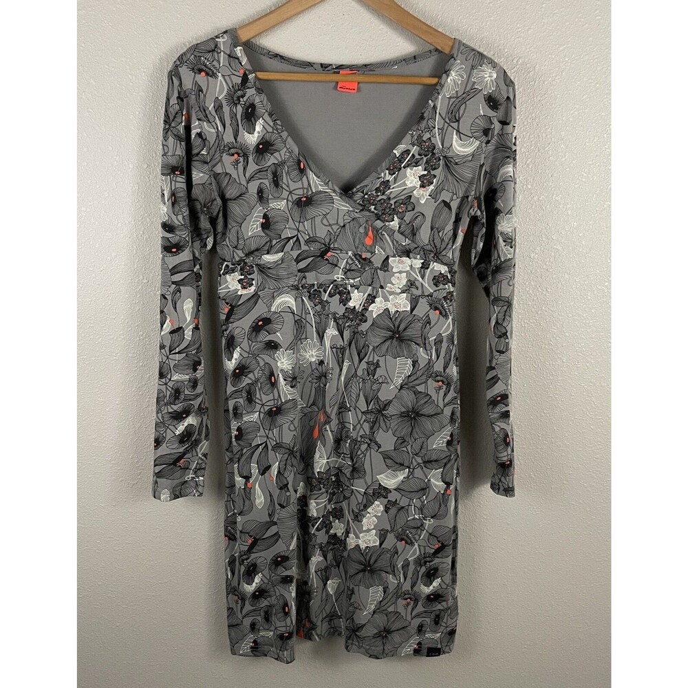 Skunkfunk Skfk Size 3 Floral Print Faux Wrap Long Sleeve V Neck Dress